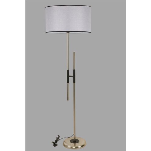 Felix Mat Krom Lambader Silindir Açık Hasır Gri Abajurlu Light Grey Floor Lamp slika 2