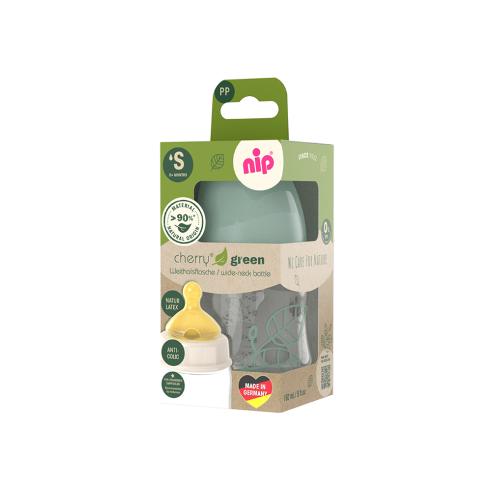 nip® Plastična flašica širokog grla Cherry Green 150ml 0m+, Green slika 3