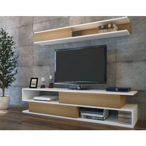 Woody Fashion TV jedinica, Sims - White, Teak slika 1