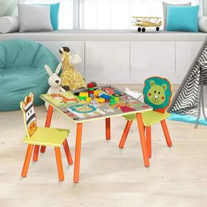 Kinder Home Dječiji drveni sto sa dvije stolice Kid Safari