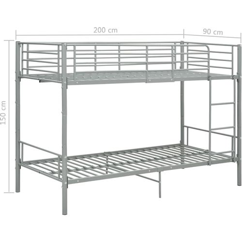 Krevet na kat sivi metalni 90 x 200 cm slika 31