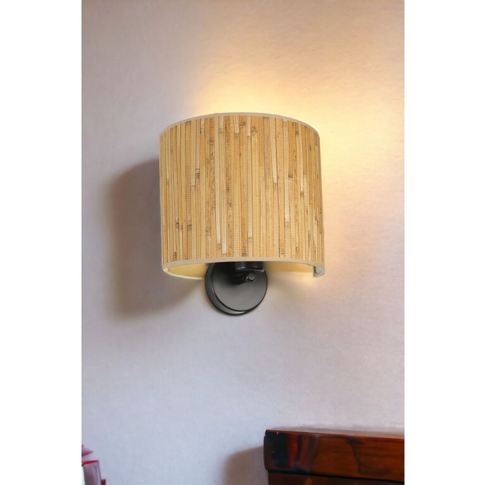 Bambu 07 Abajurlu Oval Aplik Oak Black Zidna Lampa slika 2