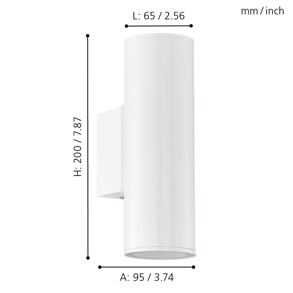 Eglo Riga Vanjska Zidna Lampa - 2x3W LED, Čelik/Bijela slika 4