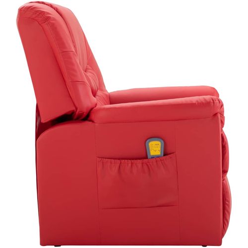 Masažna fotelja od umjetne kože crvena slika 3