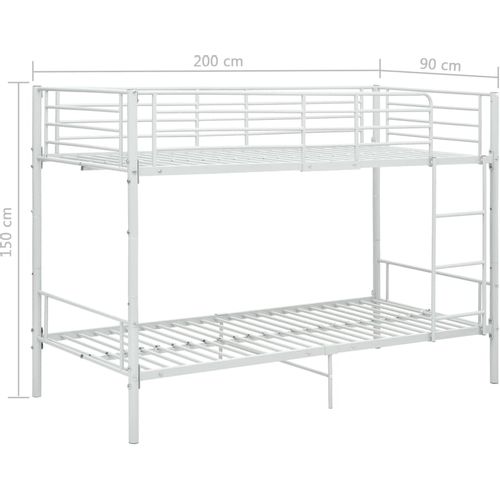 Krevet na kat bijeli metalni 90 x 200 cm slika 7