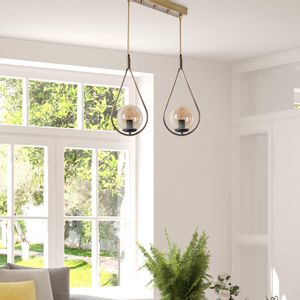 Damla 2 Li Sıralı Bal Camlı Eskitme Sarkıt Copper Chandelier