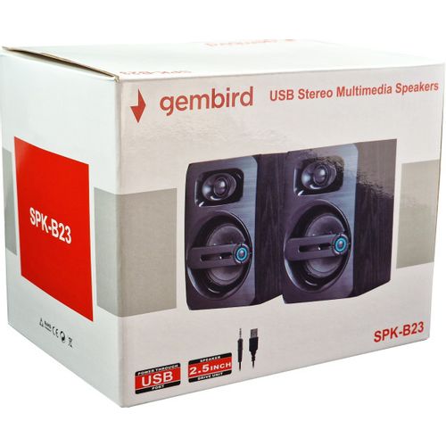 SPK-B23 * Gembird Stereo zvucnici black Wood, 2.5 inch, 6W RMS (2x3W) USB pwr, volume control, 3,5mm slika 3