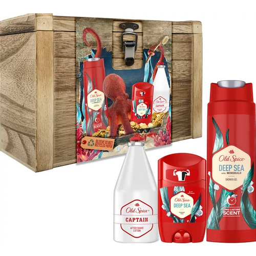 Old Spice Poklon paket Treasure Chest, dezodorans u stiku 50ml & gel za tuširanje 250ml + losion nakon brijanja 100ml slika 2