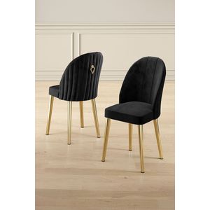 Mara - Crno-Zlatni Set Stolica (6 Komada)