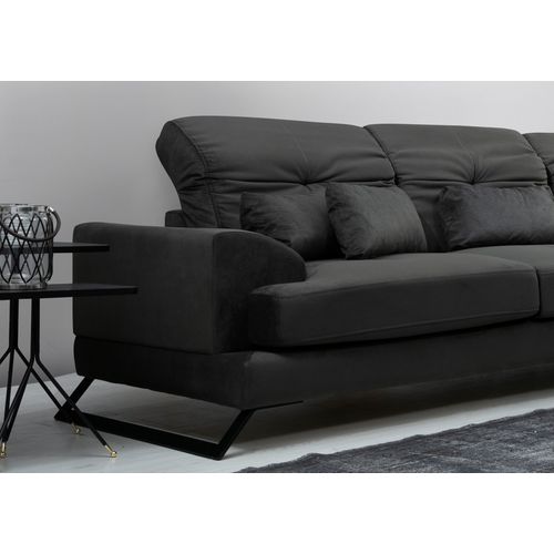 Ugaona Sofa Frido Corner Right (L3+Chl) u Antracit Boji slika 7