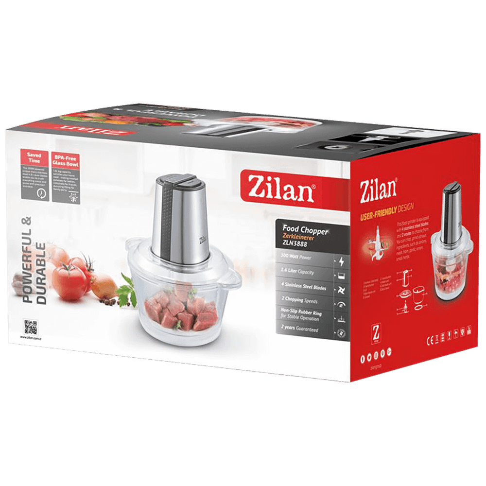 Zilan Sjeckalica, staklena posuda 1.6 lit., dupli noževi, 300 W - ZLN3888 slika 2