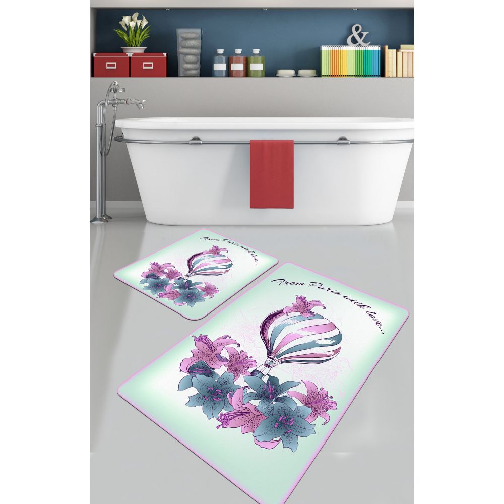 Set Kupatilskih Prostirki Purple Balloon Multicolor (2 Komada) slika 1