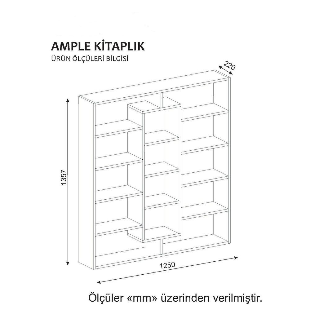 Ample - Wenge i Bijeli Wenge Polica za Knjige slika 3