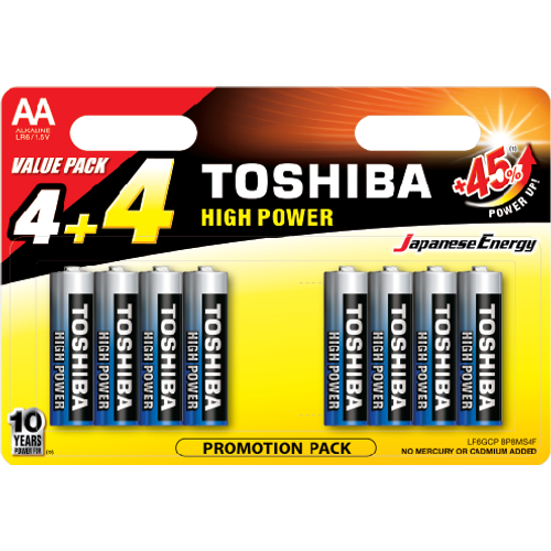 Toshiba alkalne baterije LR6GCP BP8MS4F AA 4+4komada  slika 1