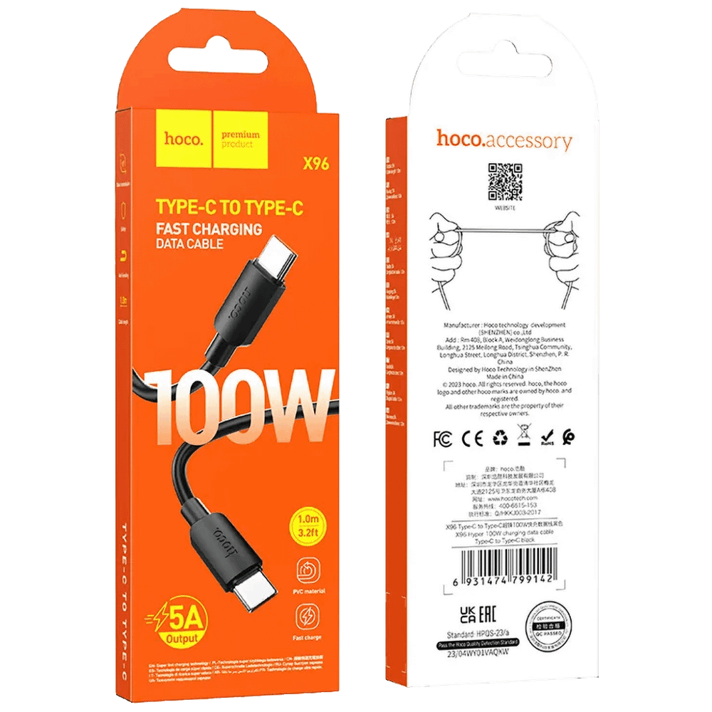 hoco. USB kabl za smartphone, type C, 100W, crna - X96 Hyper, 100W, Black slika 6