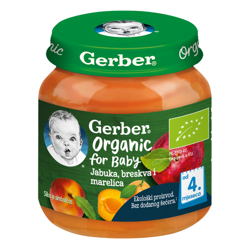 Gerber Organic for Baby Kašica jabuka, breskva i marelica 125g slika 1