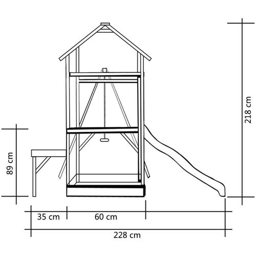 Set za igru s toboganom i ljuljačkom 228x168x218 cm od borovine slika 4