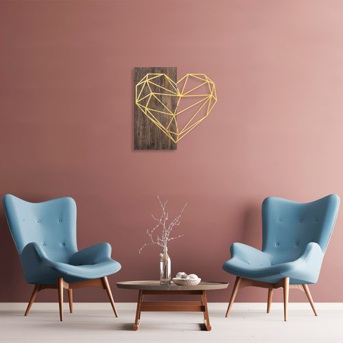 Wallity Drvena zidna dekoracija, Heart - Gold slika 1