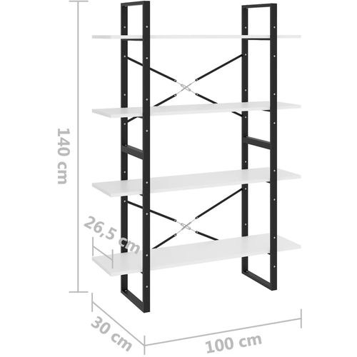 Ormarić za knjige s 4 razine bijeli 100 x 30 x 140 cm iverica slika 7