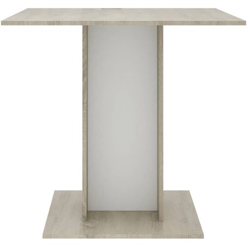 Blagovaonski stol bijeli i boja hrasta 80x80x75 cm od iverice slika 16