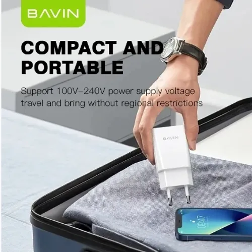 Bavin punjač 2.4A USB-A + kabl type-C bela slika 3