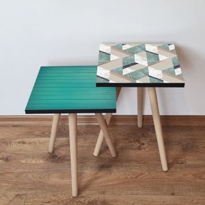 Nesting stolovi 2Shp497 - (2 komada) - boje: plava, bijela, bež, tamnoplava