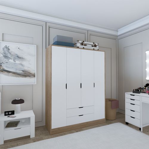 Nisan 1600-018 Light Walnut
White Wardrobe slika 2