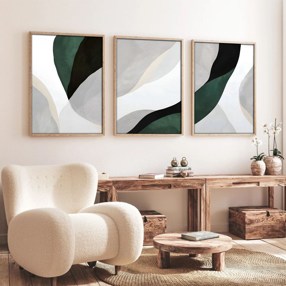 Dekorativno Slikarstvo Huhu229 - Set od 3 Okvirna Umjetnička Djela 50 x 70 cm slika 2