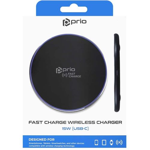 Prio Fast Charge bežični punjač 15W (USB C) crni slika 5