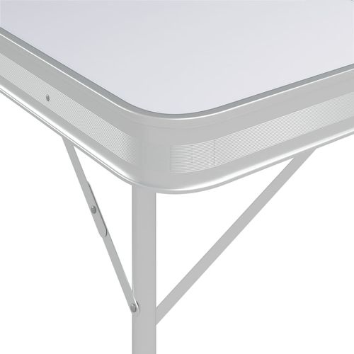 Sklopivi stol za kampiranje s 2 klupe aluminijski bijeli slika 6
