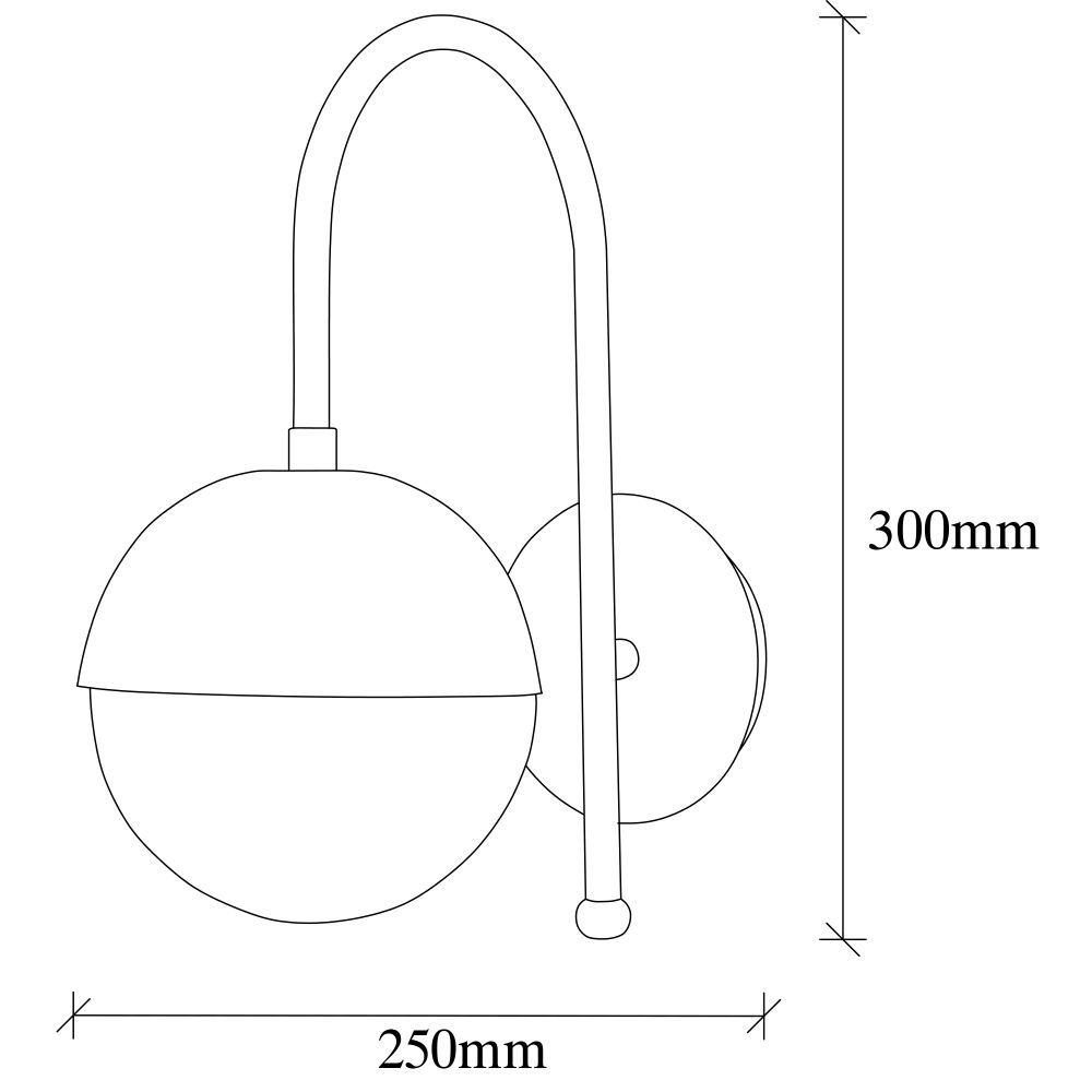 Karsor - 3303 Crna Zidna Lampa sa Staklenim Kapom slika 3