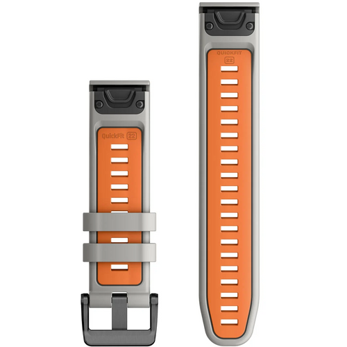 Garmin QuickFit 22 remen za sat, silikon maglovito sive/jarko narančaste boje slika 2