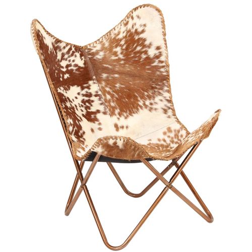 Stolica u obliku leptira od prave kozje kože smeđe-bijela slika 43