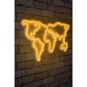 Wallity Ukrasna plastična LED rasvjeta, World Map - Yellow