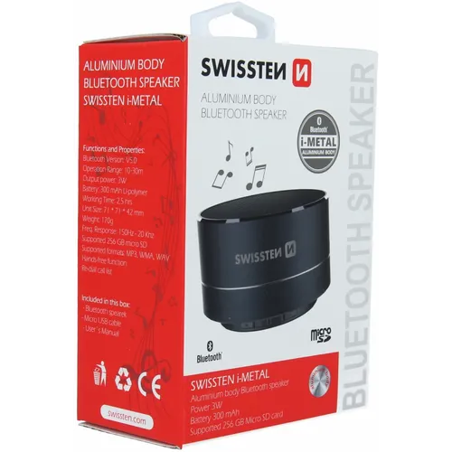 Swissten Bluetooth zvučnik 3W i-metal crna slika 3