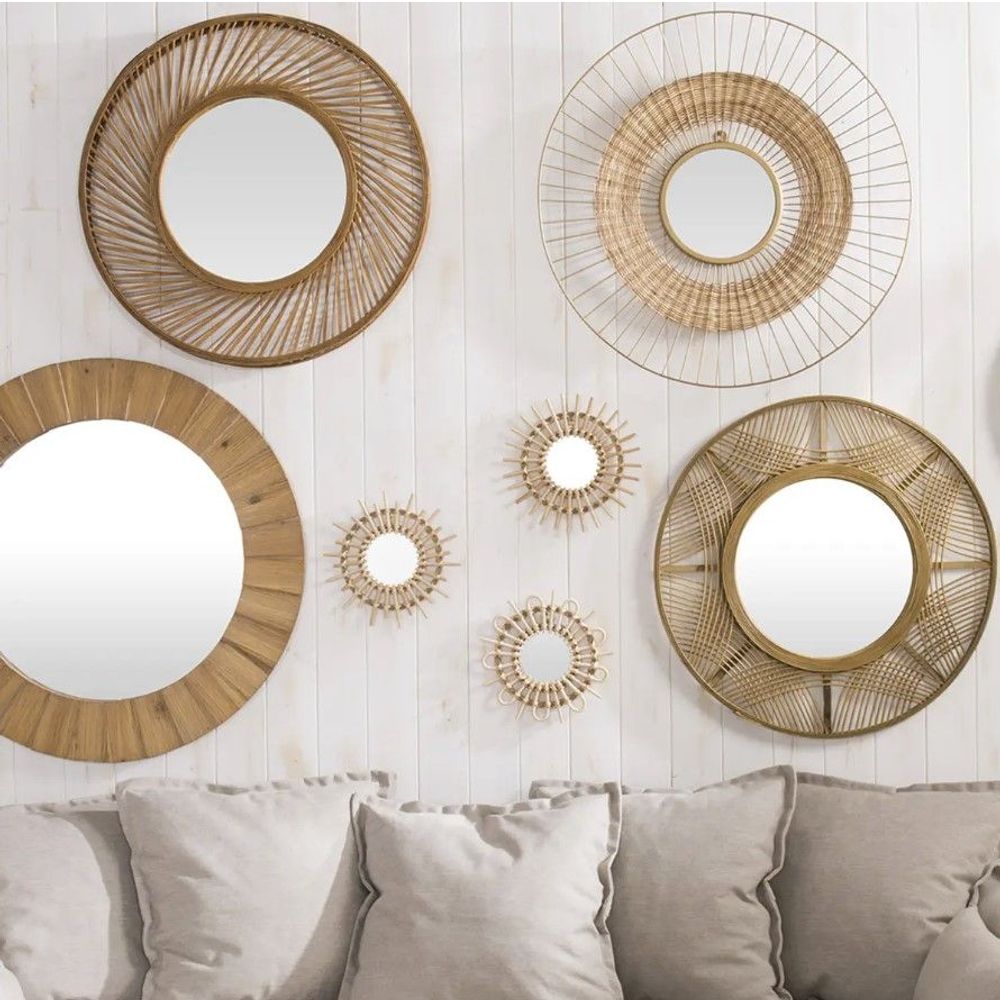 ATMOSPHERA set od tri ogledala- SUNCE - ∅ 28 cm - Ratan/MDF slika 2