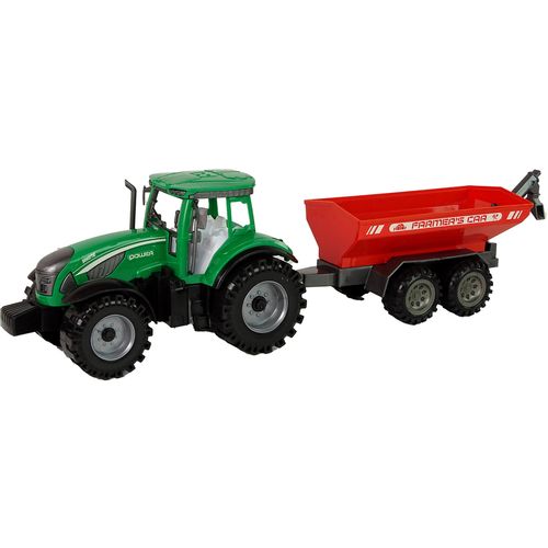 Zeleni traktor sa crvenom prikolicom Fractal slika 2