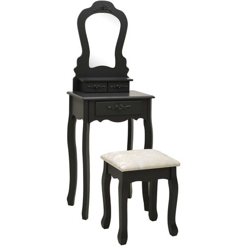 Toaletni stolić sa stolcem crni 50x59x136 cm drvo paulovnije slika 26