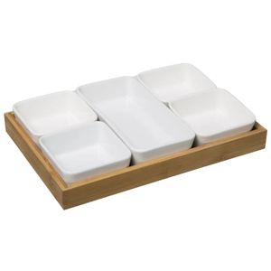 Secret de Gourmet set činija za posluženje x5 porcelan/bambus 173778