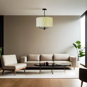 Bambu 08 Abajurlu 3 Lü Sarkıt Avize - Oak Green