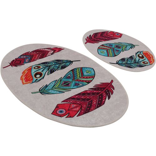 Feather DJT Multicolor Bathmat Set (2 Pieces) slika 3