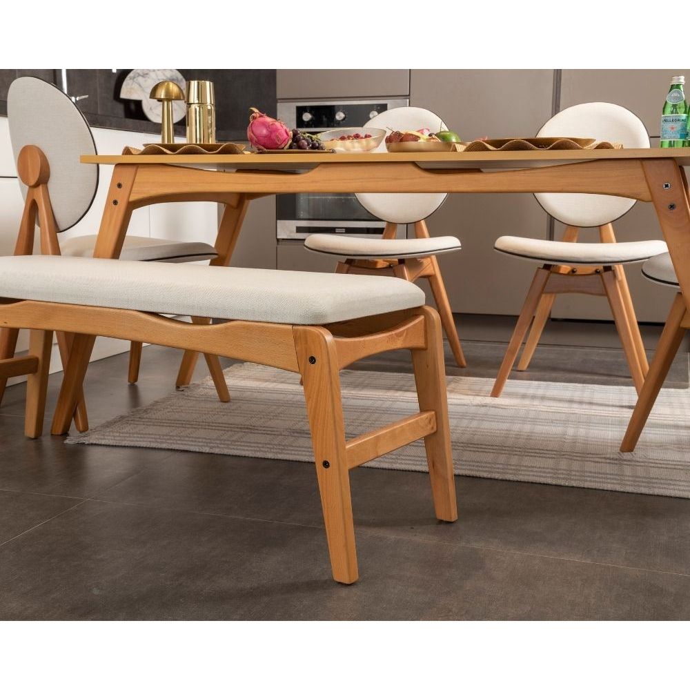 Set Stola i Stolica Touch (4S-1B) v2 - Hrast i Bež (6 Komada) slika 4