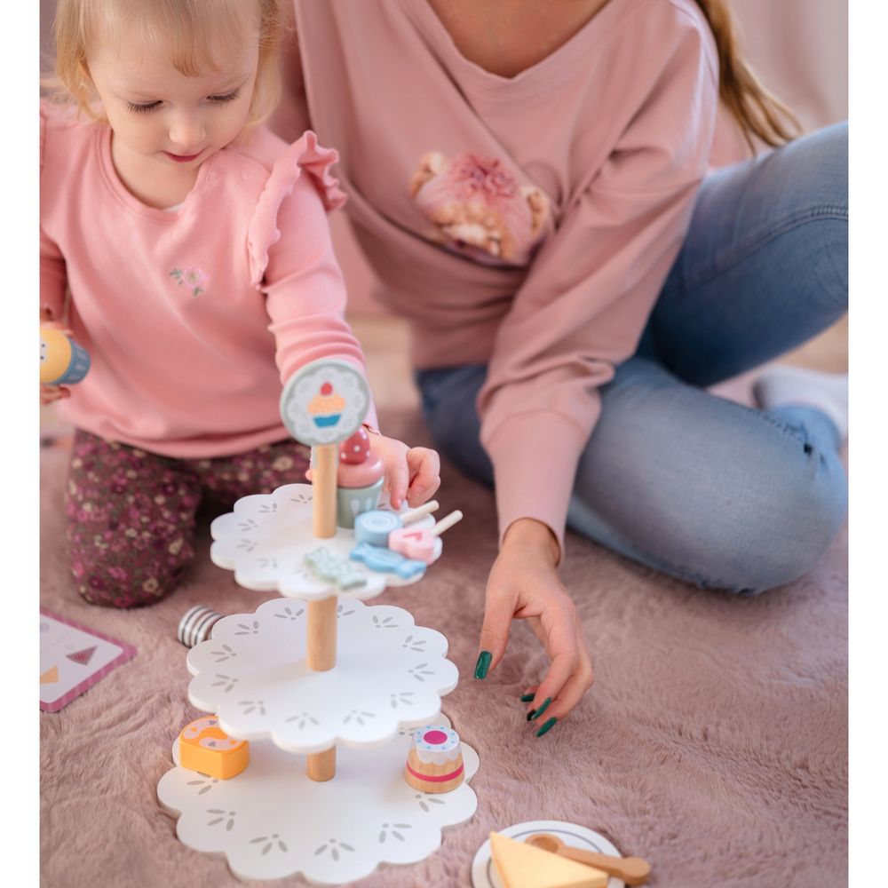 Tooky toy tanjur za slatkiše, drveni stalak, cupcakes, kolači slika 4