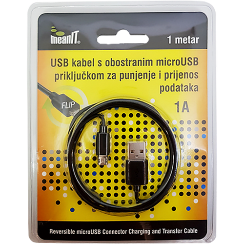 MeanIT USB A na USB micro kabl, FLIP, dužina 1.0 metar - USB / micro USB - 1m slika 1