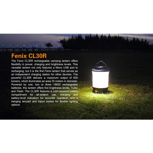 Fenix svjetiljka za kampiranje CL30R crna LED slika 9