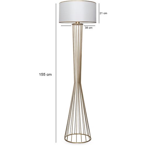Opviq Podna lampa FLOOR bijelo- zlatno, metal- platno, 21 x 38 cm, visina 155 cm, E27 60 W, AYD-3077 slika 3