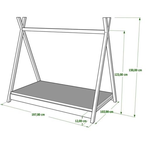 Drveni Dečiji Krevet Tipi - Beli - 190*90 Cm slika 2