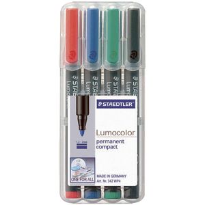 Staedtler Lumocolor permanent compact DRY SAFE 318-9WP4HZ trajni marker crna vodootporno: da