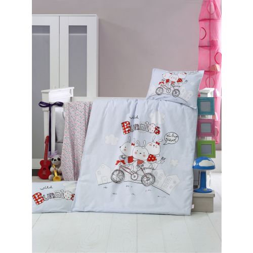 Colourful Cotton Komplet posteljine za bebe od ranforcea Bunnies slika 1