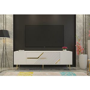 TV Stalak Dekolp5 u Bijeloj i Zlatnoj Boji